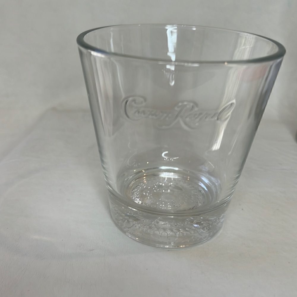 Crown Royal Rocks Glass 8 Oz Embossed Logo 3 1/4 In Round 3 1/2 In Tall Whiskey